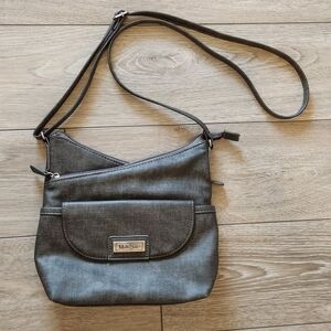 Gray Crossbody Purse 9" Across 8" Tall